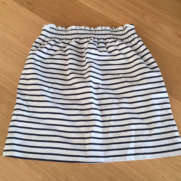 J Crew Navy & White Striped Linen Sidewalk Skirt - Picture 2 of 6